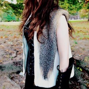 VIONNET Real Fur and leather trimmed vest